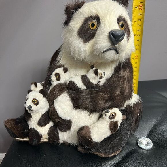1970s Vintage real fur Mother Panda With 5 Cubs RARE - Picture 10 of 10